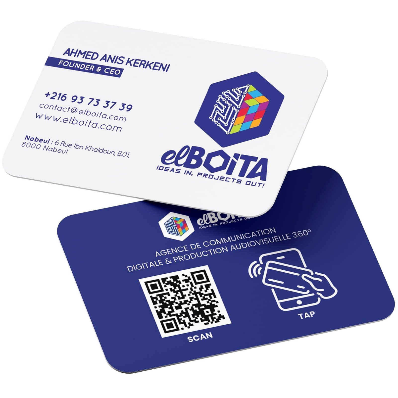 Carte NFC de visite digitale avec design personnalisé